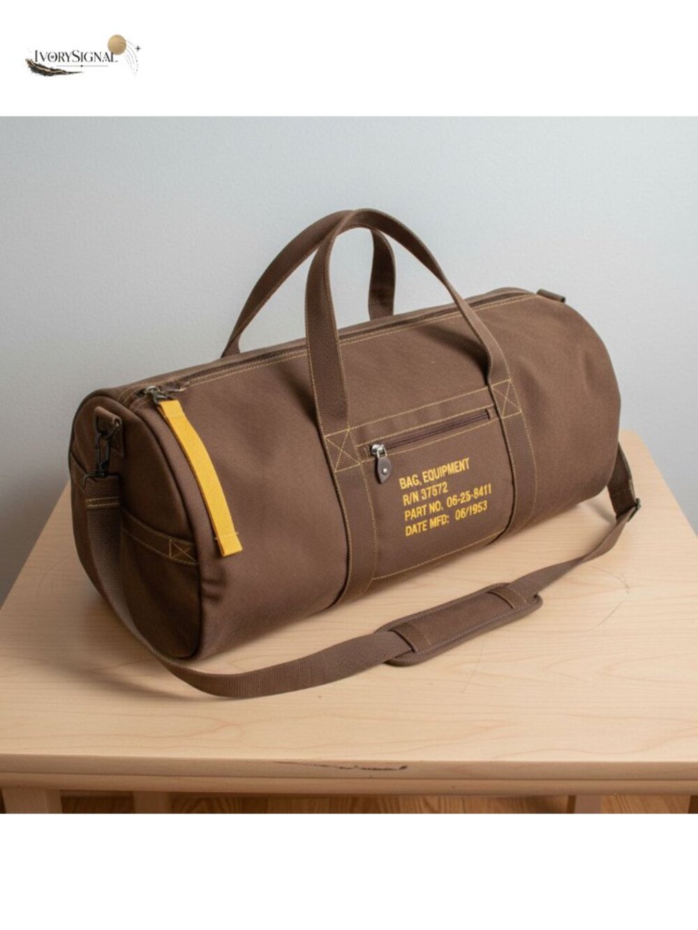 Heavyweight Cotton Canvas Equipment Bag Travel Duffel with Zippered Compartments